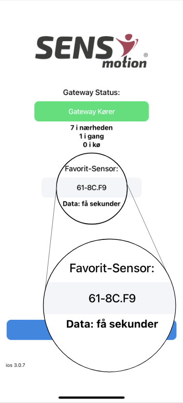 Favorite sensor showing data transferred