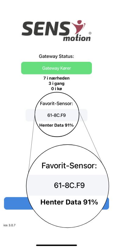 Status for transferring data from favorite sensor