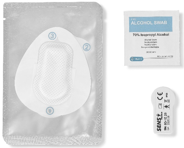 Cleaning wipe, sensor and sensor patch