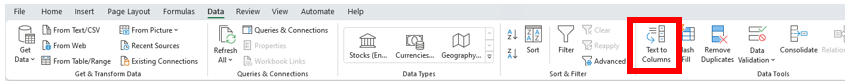 Text to Columns modal