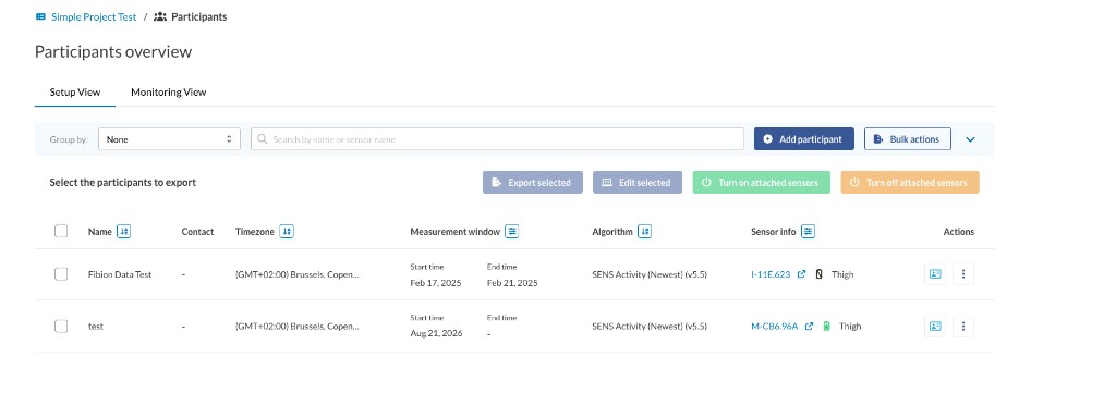Bulk actions in the participant overview